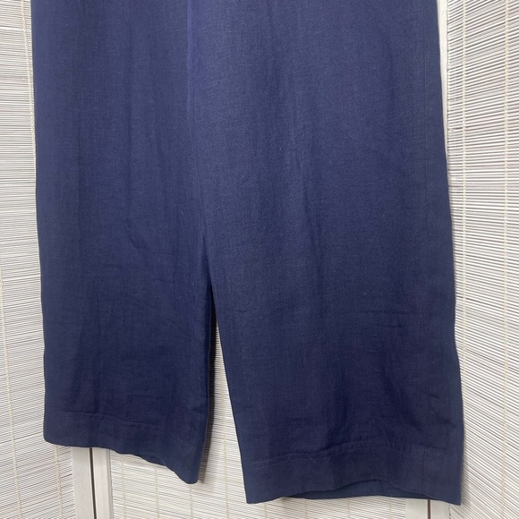 Escada Sport Navy Linen Pants Blue Size M Drawstring Pockets Somewhat Sheer - Picture 4 of 9